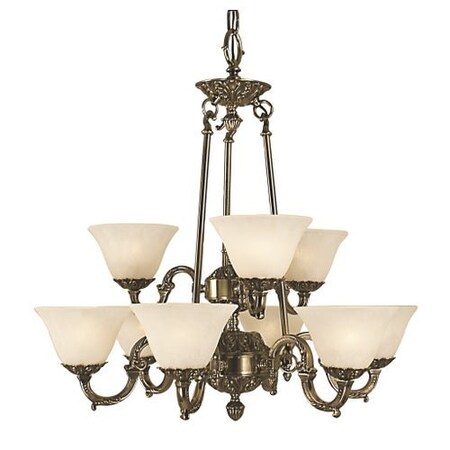 9-Light Antique Silver Napoleonic Dining Chandelier